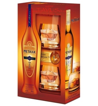 Metaxa 7* 0.75l dárková kazeta se skleničkami